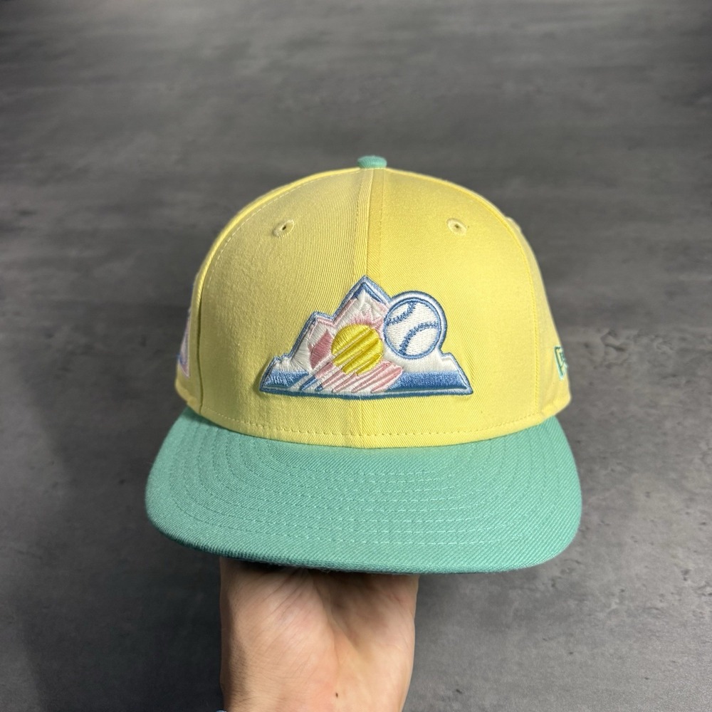 Hat Club Colorado Rockies New Era Cap 7 3/4 Pastel Pink Mint Teal UV 25th Patch - Picture 2 of 8